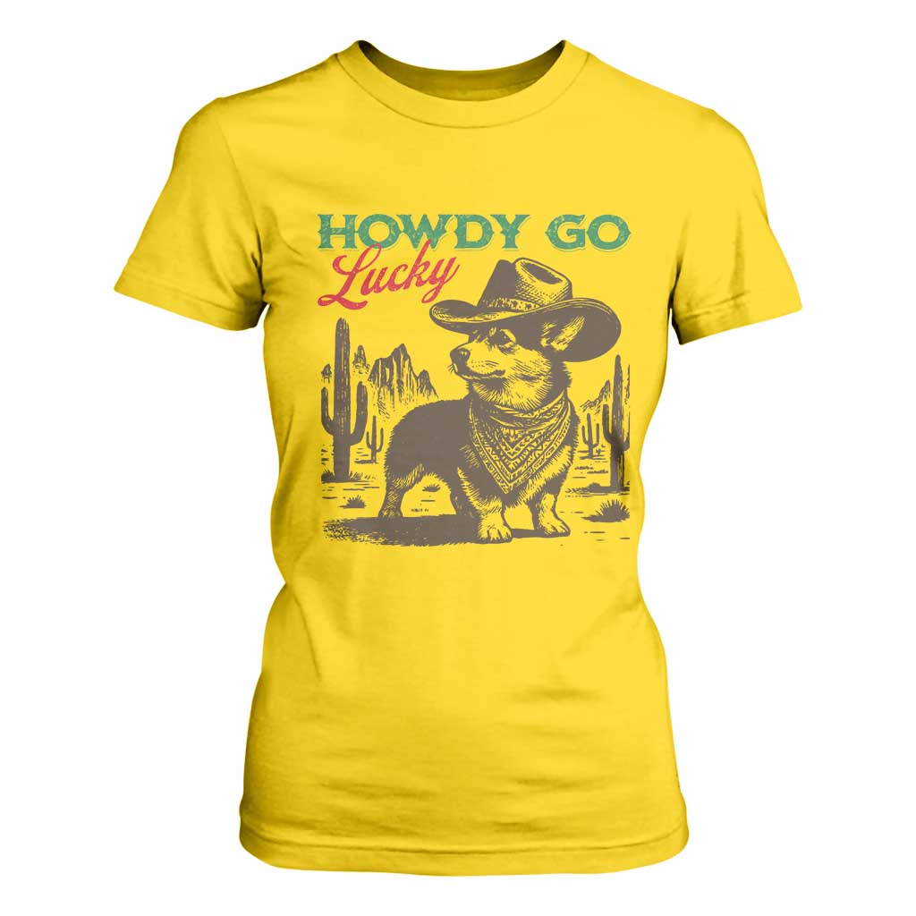 Howdy Go Lucky T Shirt For Women Funny Corgi St Patrick's Day TS14 Daisy Print Your Wear