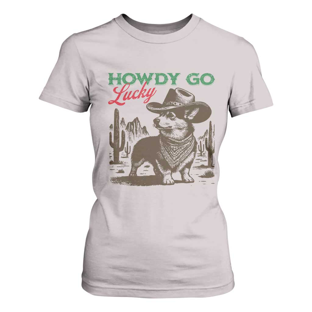 Howdy Go Lucky T Shirt For Women Funny Corgi St Patrick's Day TS14 Ice Gray Print Your Wear