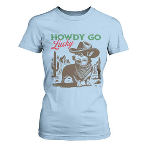 Howdy Go Lucky T Shirt For Women Funny Corgi St Patrick's Day TS14 Light Blue Print Your Wear