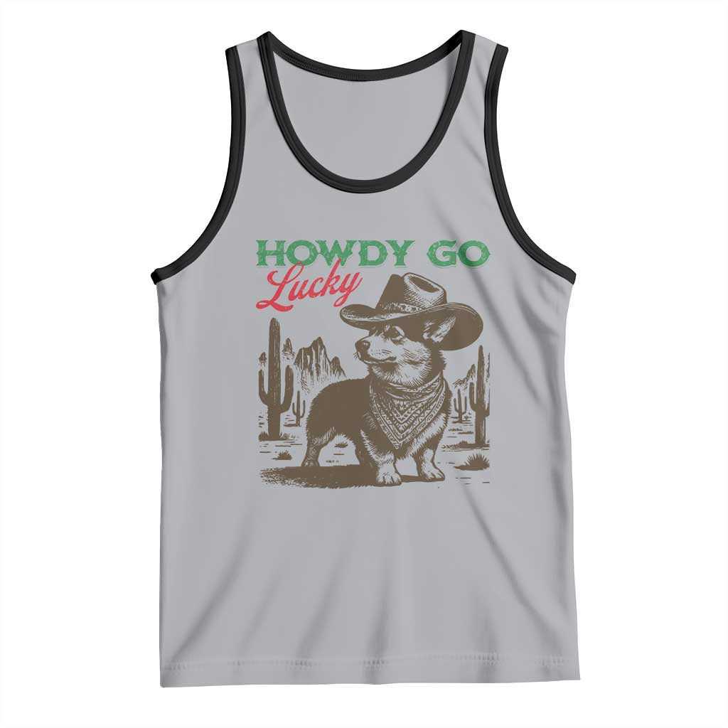 Howdy Go Lucky Tank Top Funny Corgi St Patrick's Day TS14 Athletic Heather Black Print Your Wear