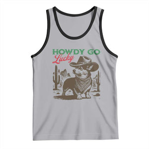 Howdy Go Lucky Tank Top Funny Corgi St Patrick's Day TS14 Athletic Heather Black Print Your Wear