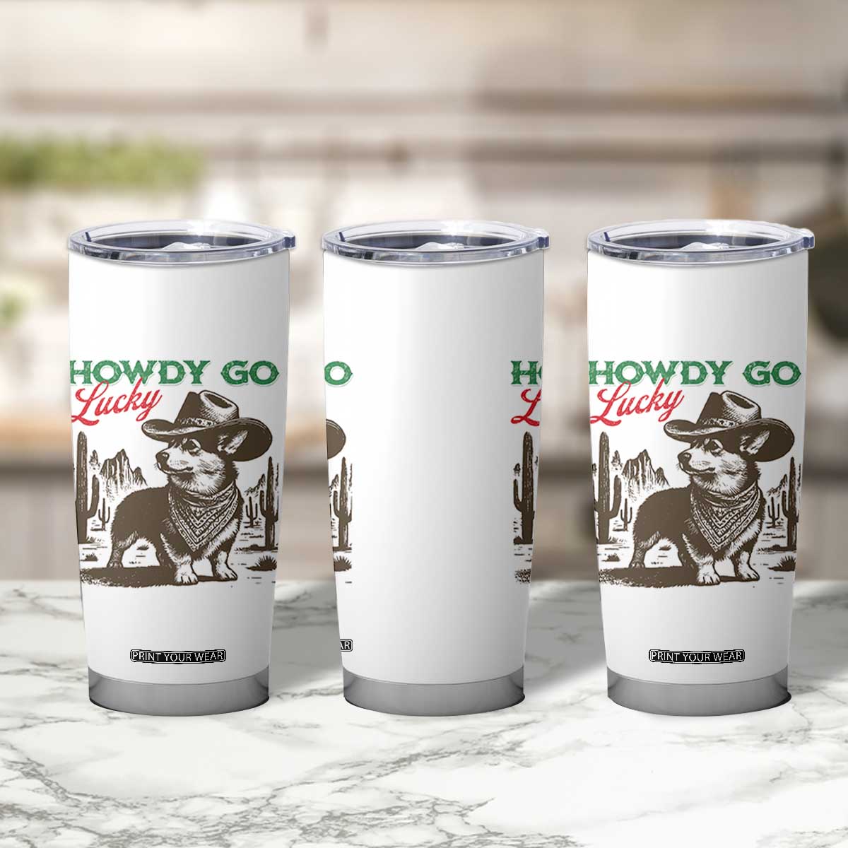 Howdy Go Lucky Tumbler Cup Funny Corgi St Patrick's Day TS14 Print Your Wear