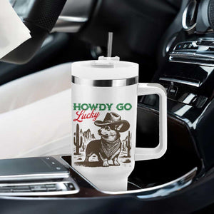 Howdy Go Lucky Tumbler With Handle Funny Corgi St Patrick's Day TS14 Print Your Wear
