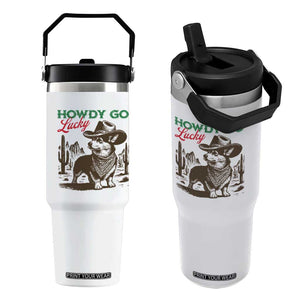 Howdy Go Lucky Flip Straw Tumbler Funny Corgi St Patrick's Day TS14 One Size: 30 oz White Print Your Wear
