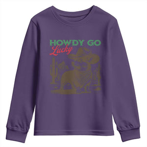 Howdy Go Lucky Youth Sweatshirt Funny Corgi St Patrick's Day TS14 Purple Print Your Wear