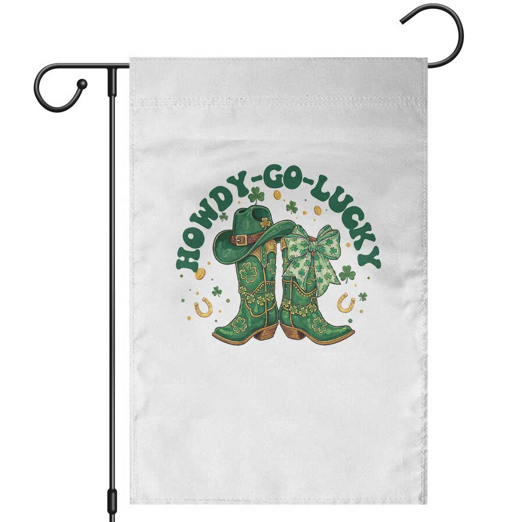 Howdy Go Lucky Garden Flag Green Cowboy Boots St Patrick's Day TS14 White Print Your Wear