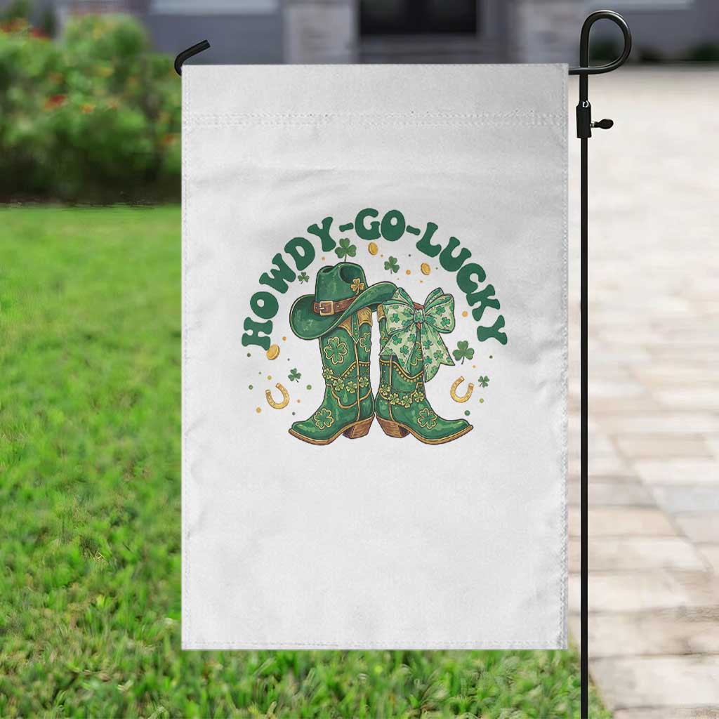 Howdy Go Lucky Garden Flag Green Cowboy Boots St Patrick's Day TS14 Print Your Wear