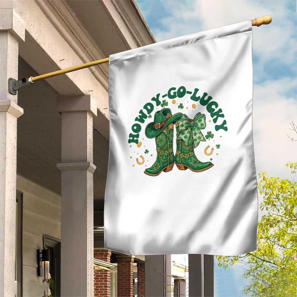 Howdy Go Lucky Garden Flag Green Cowboy Boots St Patrick's Day TS14 Print Your Wear