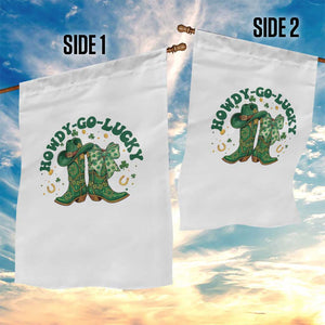 Howdy Go Lucky Garden Flag Green Cowboy Boots St Patrick's Day TS14 Print Your Wear