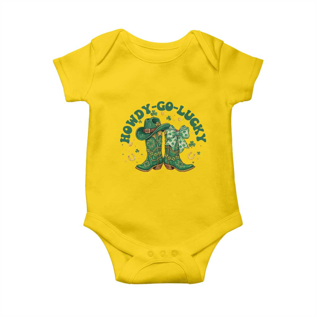 Howdy Go Lucky Baby Onesie Green Cowboy Boots St Patrick's Day TS14 Daisy Print Your Wear