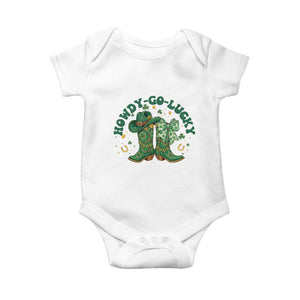 Howdy Go Lucky Baby Onesie Green Cowboy Boots St Patrick's Day TS14 White Print Your Wear
