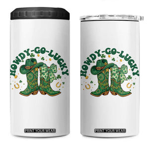 Howdy Go Lucky 4 in 1 Can Cooler Tumbler Green Cowboy Boots St Patrick's Day TS14 One Size: 16 oz White Print Your Wear