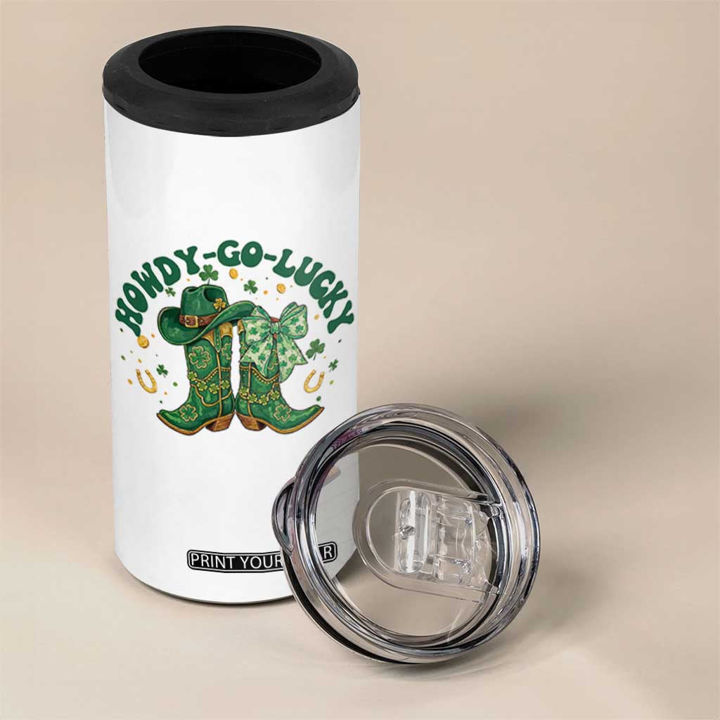 Howdy Go Lucky 4 in 1 Can Cooler Tumbler Green Cowboy Boots St Patrick's Day TS14 Print Your Wear