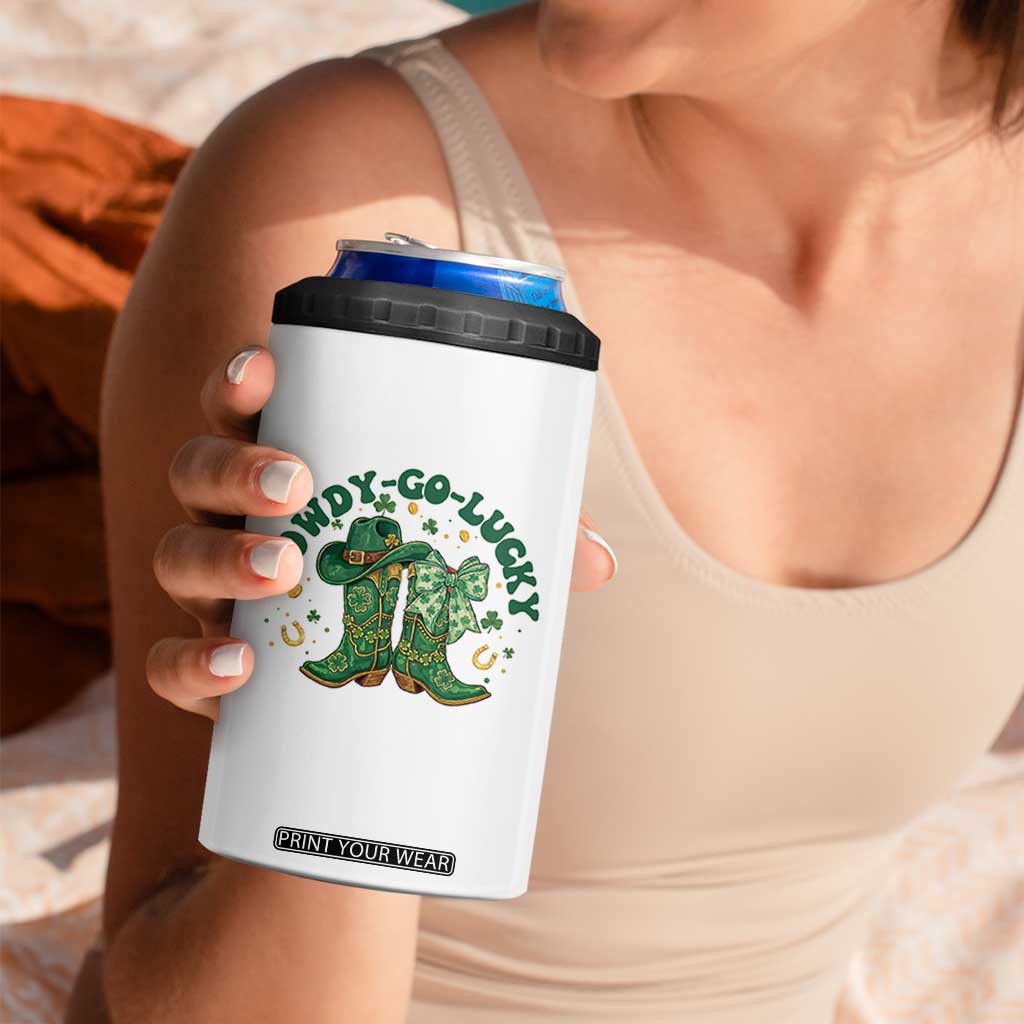 Howdy Go Lucky 4 in 1 Can Cooler Tumbler Green Cowboy Boots St Patrick's Day TS14 Print Your Wear
