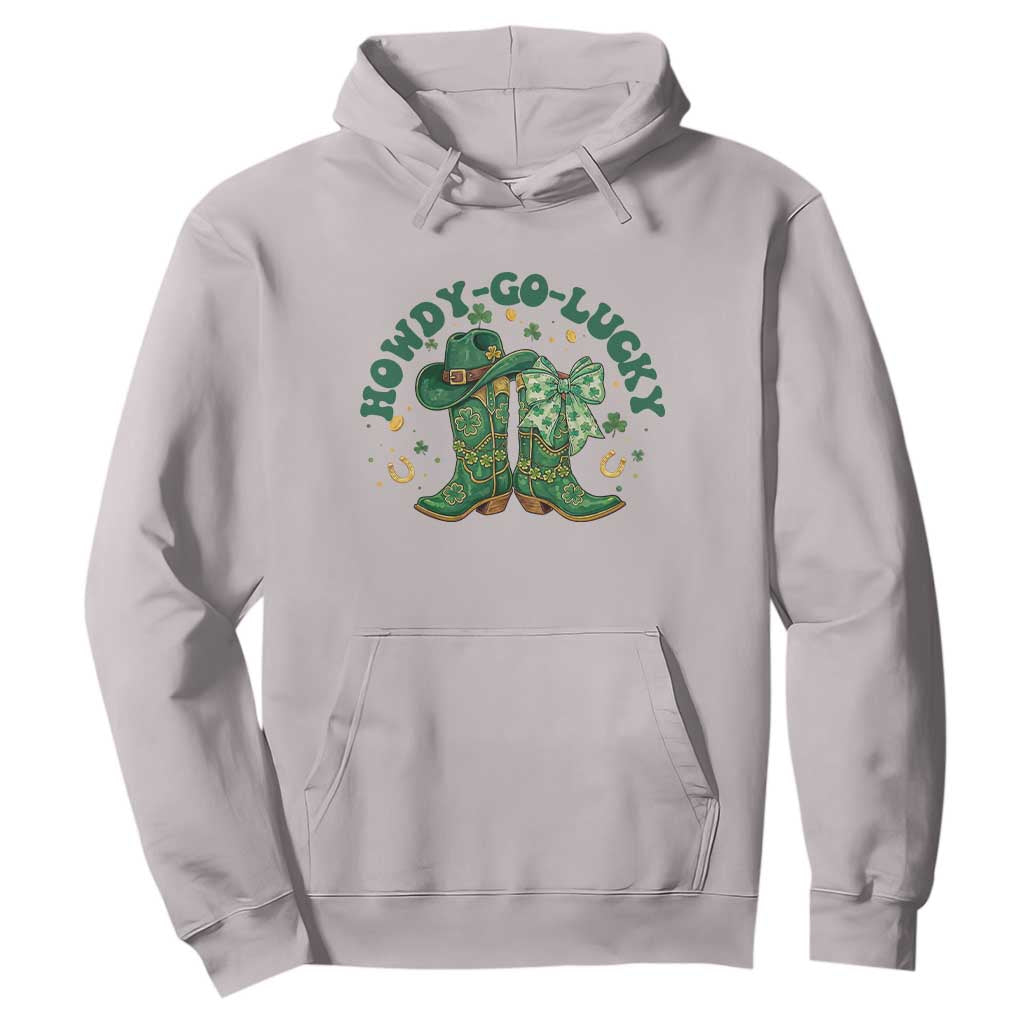 Howdy Go Lucky Hoodie Green Cowboy Boots St Patrick's Day TS14 Ice Gray Print Your Wear