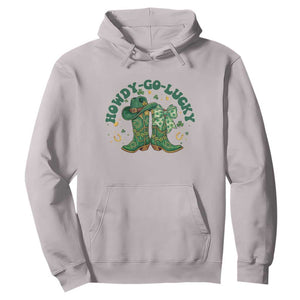 Howdy Go Lucky Hoodie Green Cowboy Boots St Patrick's Day TS14 Ice Gray Print Your Wear