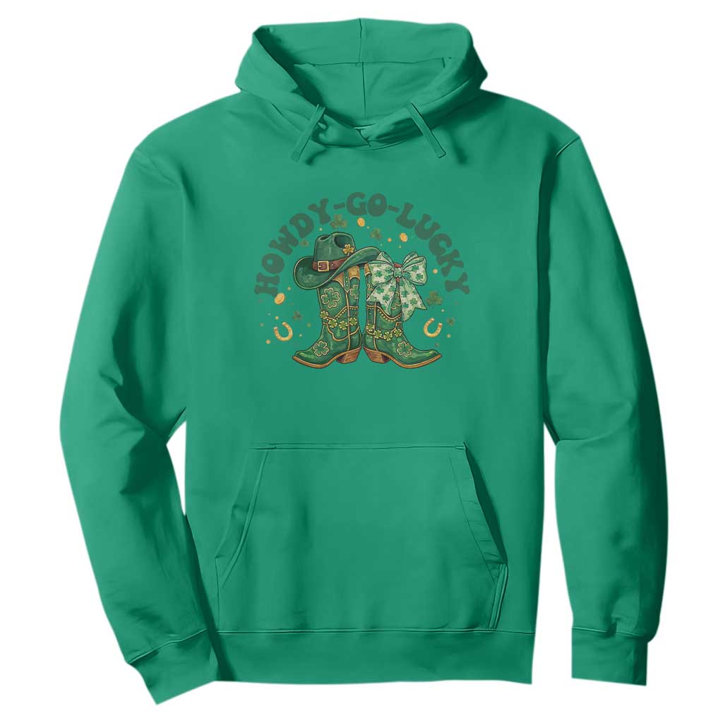 Howdy Go Lucky Hoodie Green Cowboy Boots St Patrick's Day TS14 Irish Green Print Your Wear