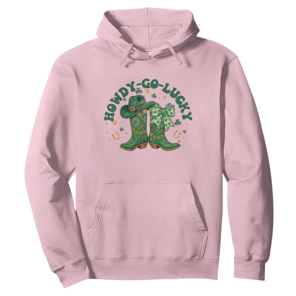 Howdy Go Lucky Hoodie Green Cowboy Boots St Patrick's Day TS14 Light Pink Print Your Wear