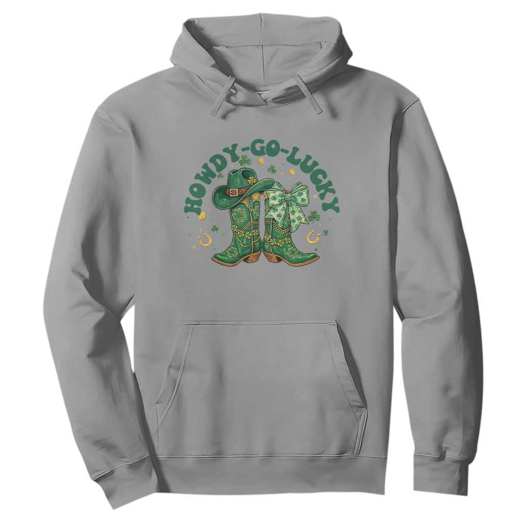 Howdy Go Lucky Hoodie Green Cowboy Boots St Patrick's Day TS14 Sport Gray Print Your Wear