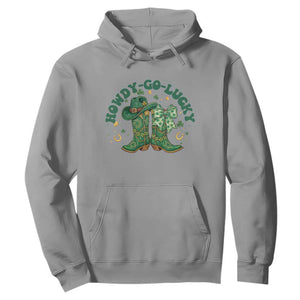 Howdy Go Lucky Hoodie Green Cowboy Boots St Patrick's Day TS14 Sport Gray Print Your Wear