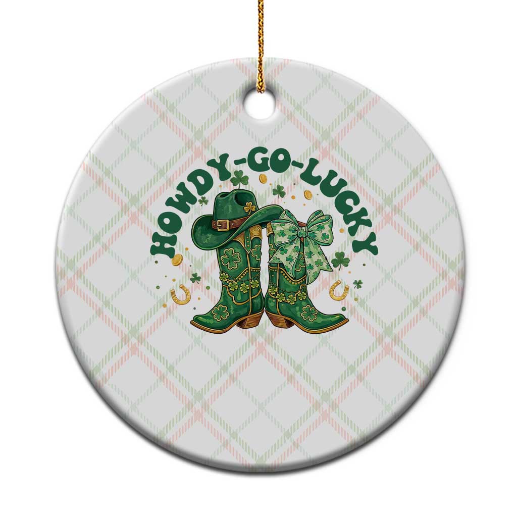 Howdy Go Lucky Ceramic Ornament Green Cowboy Boots St Patrick's Day TS14 1pc Christmas Plaid Print Your Wear
