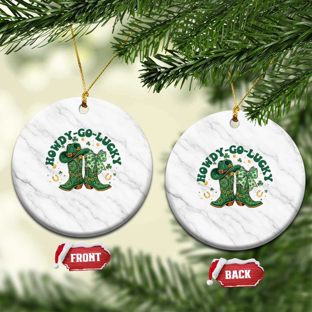 Howdy Go Lucky Ceramic Ornament Green Cowboy Boots St Patrick's Day TS14 1pc White Marble Print Your Wear