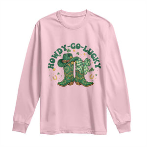 Howdy Go Lucky Long Sleeve Shirt Green Cowboy Boots St Patrick's Day TS14 Light Pink Print Your Wear