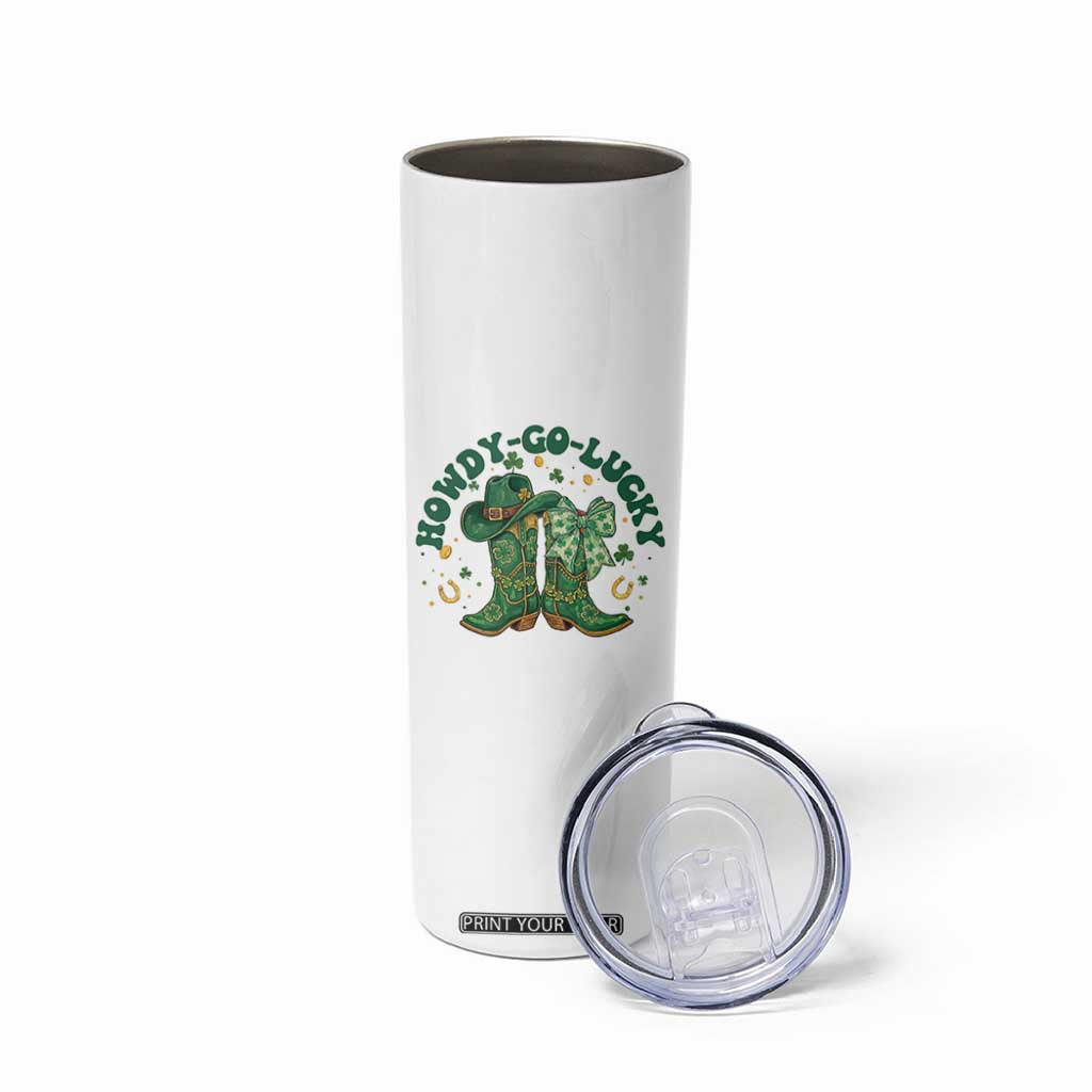 Howdy Go Lucky Skinny Tumbler Green Cowboy Boots St Patrick's Day TS14 Print Your Wear