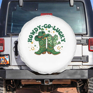 Howdy Go Lucky Spare Tire Cover Green Cowboy Boots St Patrick's Day TS14 No hole White Print Your Wear