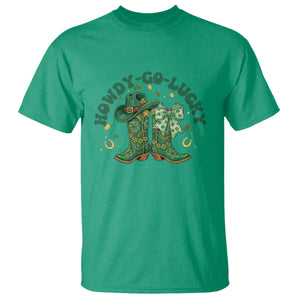 Howdy Go Lucky T Shirt Green Cowboy Boots St Patrick's Day TS14 Irish Green Print Your Wear
