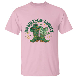 Howdy Go Lucky T Shirt Green Cowboy Boots St Patrick's Day TS14 Light Pink Print Your Wear