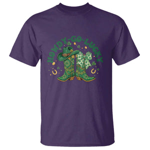 Howdy Go Lucky T Shirt Green Cowboy Boots St Patrick's Day TS14 Purple Print Your Wear