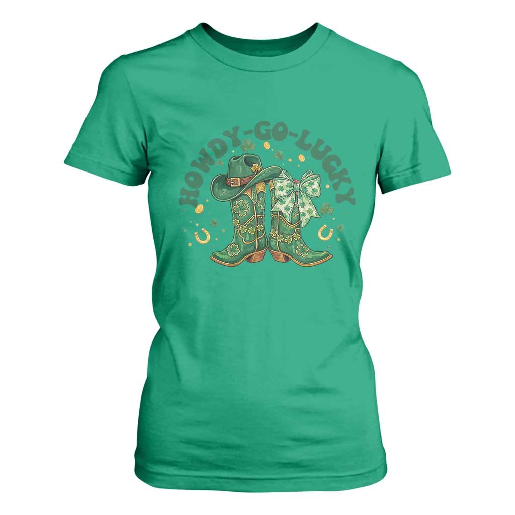 Howdy Go Lucky T Shirt For Women Green Cowboy Boots St Patrick's Day TS14 Irish Green Print Your Wear