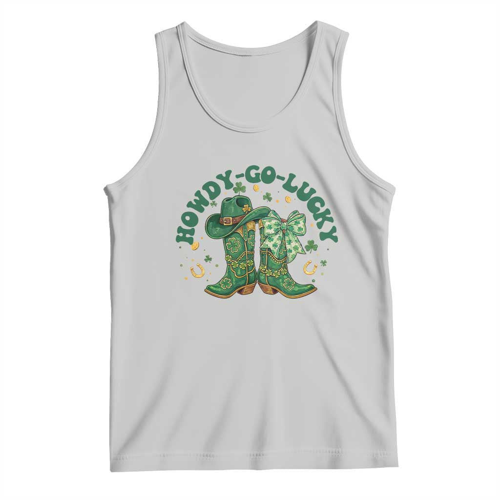 Howdy Go Lucky Tank Top Green Cowboy Boots St Patrick's Day TS14 Ash Print Your Wear