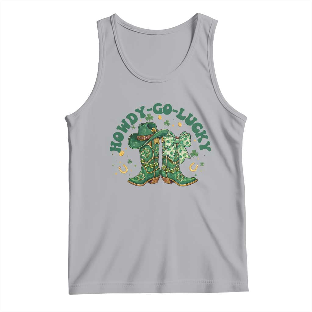 Howdy Go Lucky Tank Top Green Cowboy Boots St Patrick's Day TS14 Athletic Heather Print Your Wear