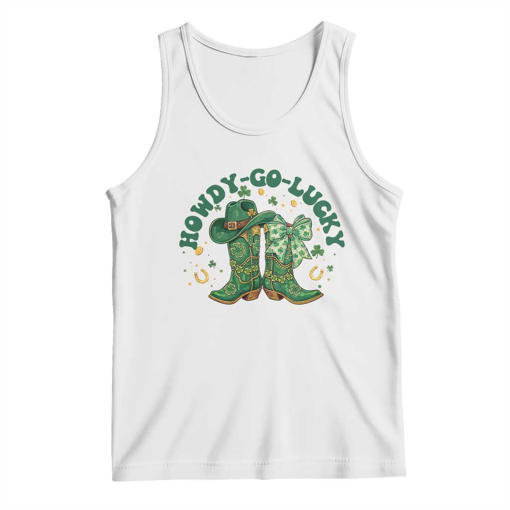 Howdy Go Lucky Tank Top Green Cowboy Boots St Patrick's Day TS14 White Print Your Wear
