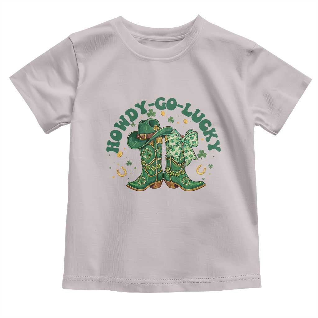 Howdy Go Lucky Toddler T Shirt Green Cowboy Boots St Patrick's Day TS14 Ice Gray Print Your Wear