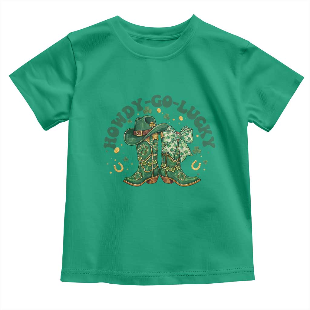 Howdy Go Lucky Toddler T Shirt Green Cowboy Boots St Patrick's Day TS14 Irish Green Print Your Wear