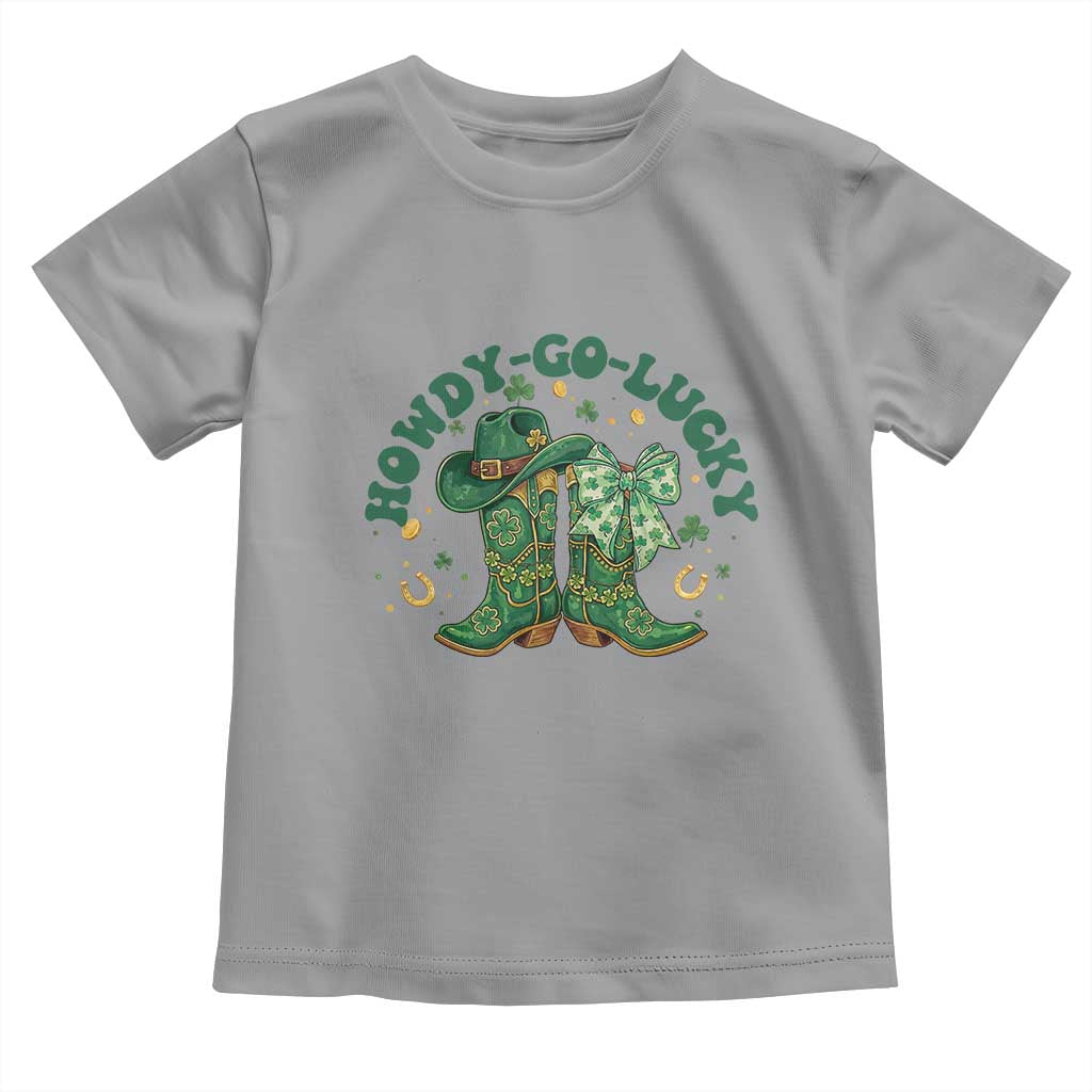 Howdy Go Lucky Toddler T Shirt Green Cowboy Boots St Patrick's Day TS14 Sport Gray Print Your Wear