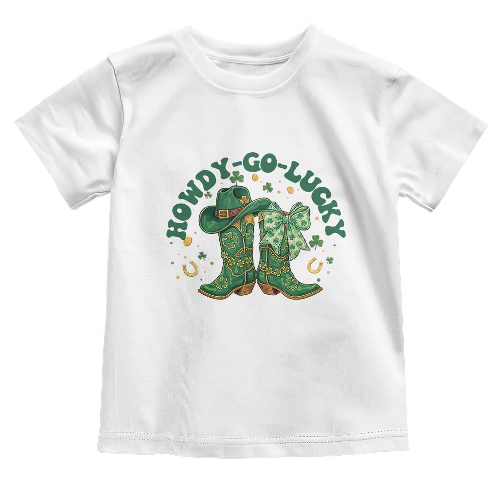Howdy Go Lucky Toddler T Shirt Green Cowboy Boots St Patrick's Day TS14 White Print Your Wear
