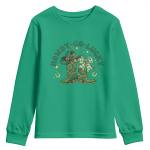Howdy Go Lucky Youth Sweatshirt Green Cowboy Boots St Patrick's Day TS14 Irish Green Print Your Wear