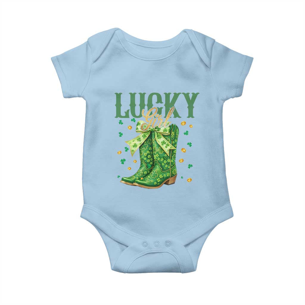 Cowboy St Patrick's Day Baby Onesie Lucky Girl Boots TS14 Light Blue Print Your Wear
