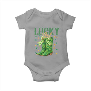 Cowboy St Patrick's Day Baby Onesie Lucky Girl Boots TS14 Sport Gray Print Your Wear