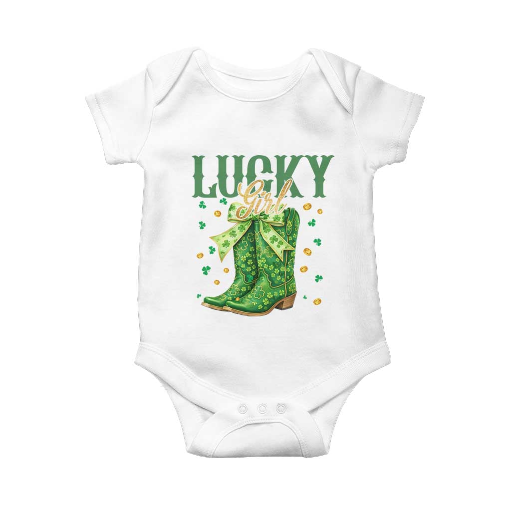 Cowboy St Patrick's Day Baby Onesie Lucky Girl Boots TS14 White Print Your Wear
