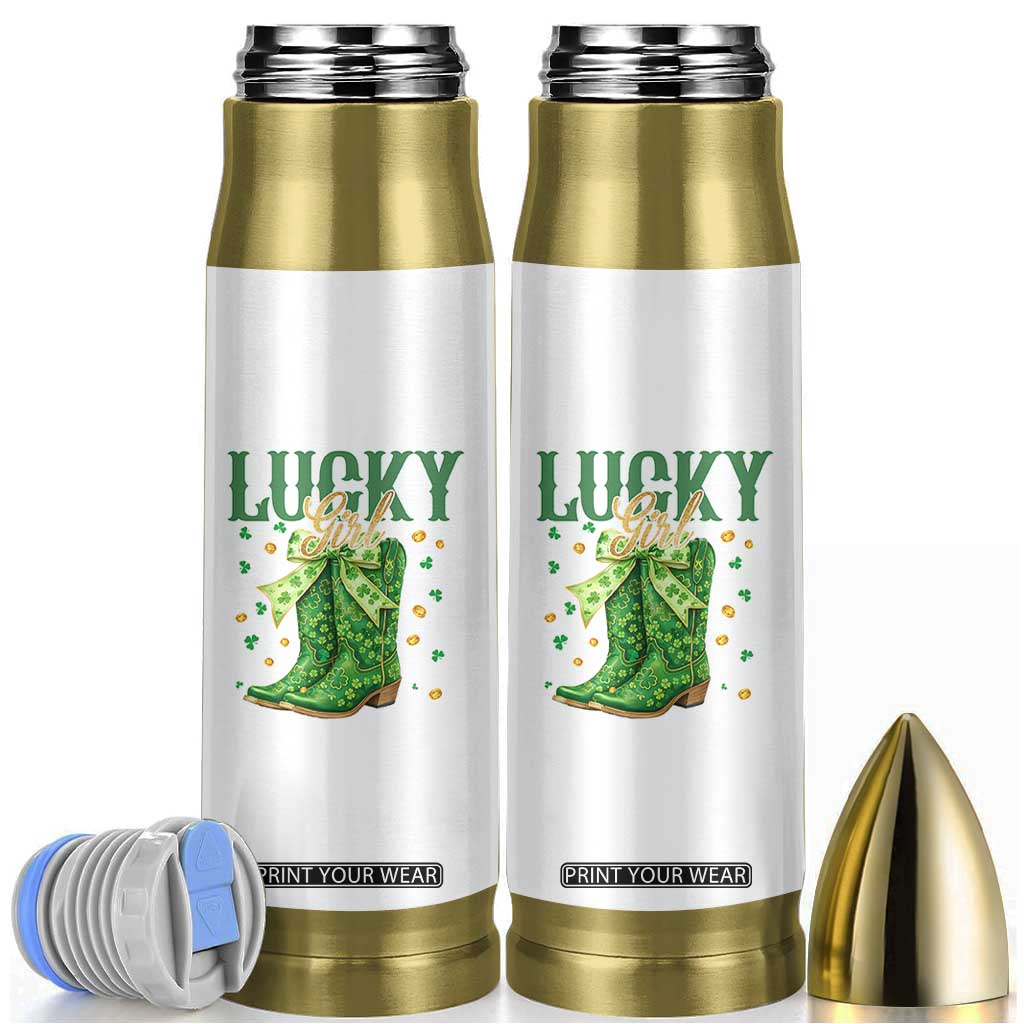 Cowboy St Patrick's Day Bullet Tumbler Lucky Girl Boots TS14 White Print Your Wear