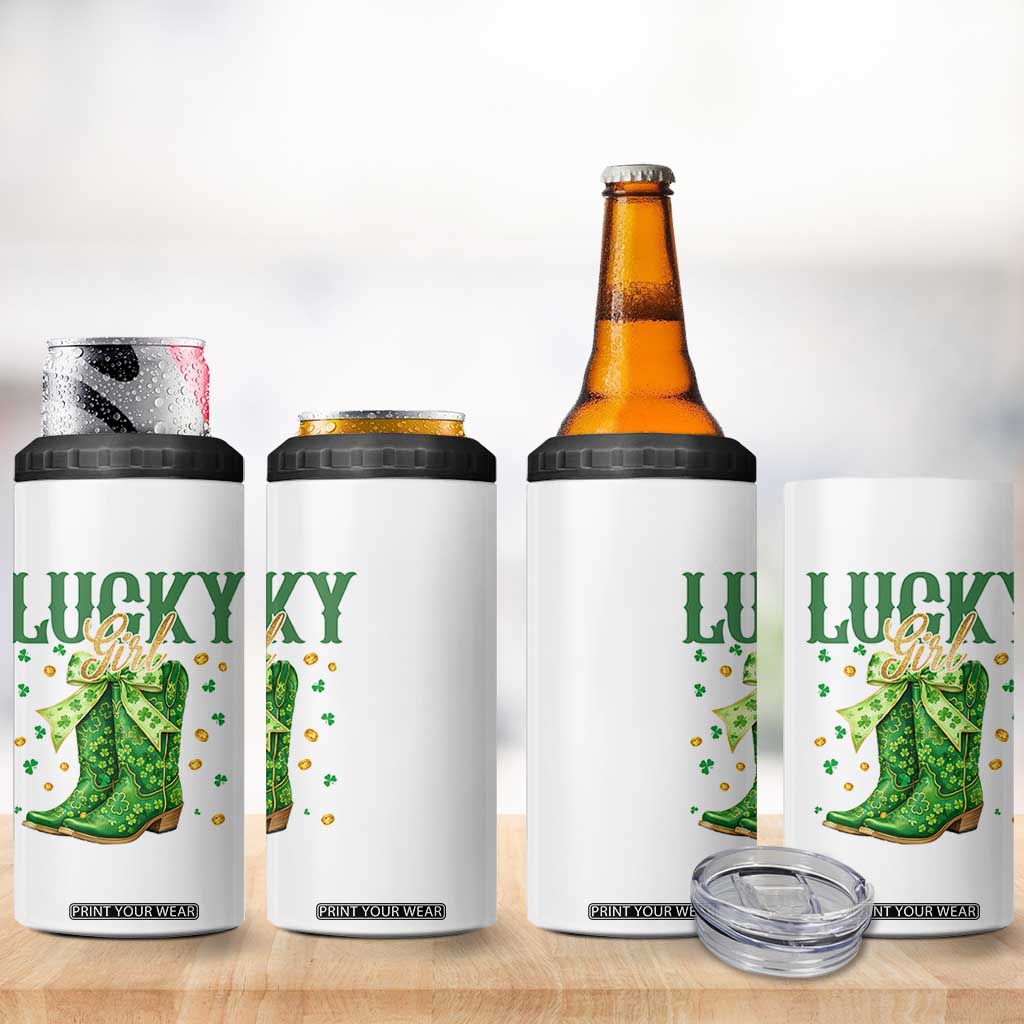 Cowboy St Patrick's Day 4 in 1 Can Cooler Tumbler Lucky Girl Boots TS14 Print Your Wear
