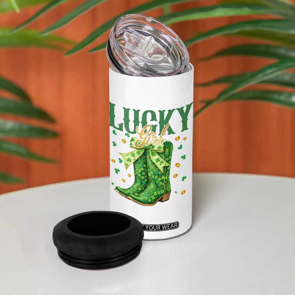 Cowboy St Patrick's Day 4 in 1 Can Cooler Tumbler Lucky Girl Boots TS14 Print Your Wear