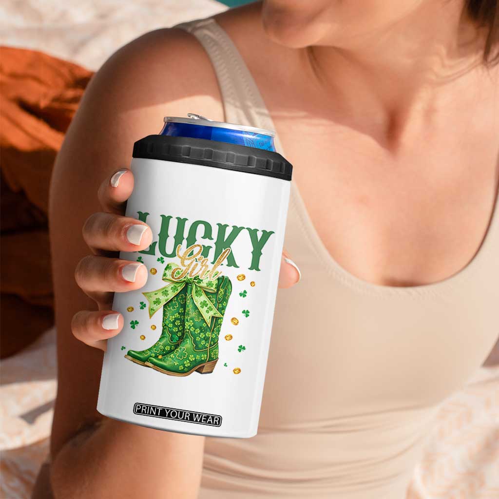 Cowboy St Patrick's Day 4 in 1 Can Cooler Tumbler Lucky Girl Boots TS14 Print Your Wear