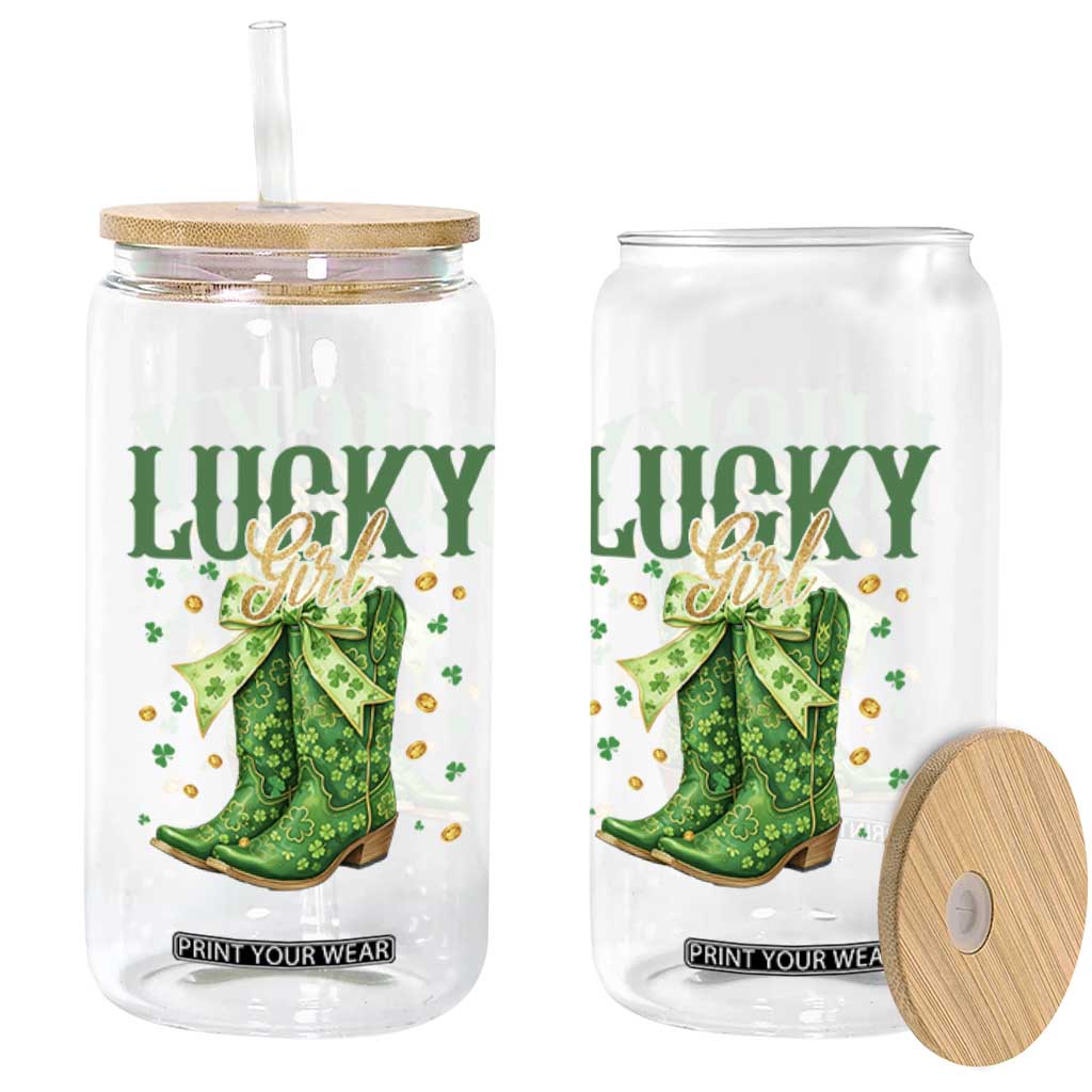Cowboy St Patrick's Day Glass Can Lucky Girl Boots TS14 Print Your Wear