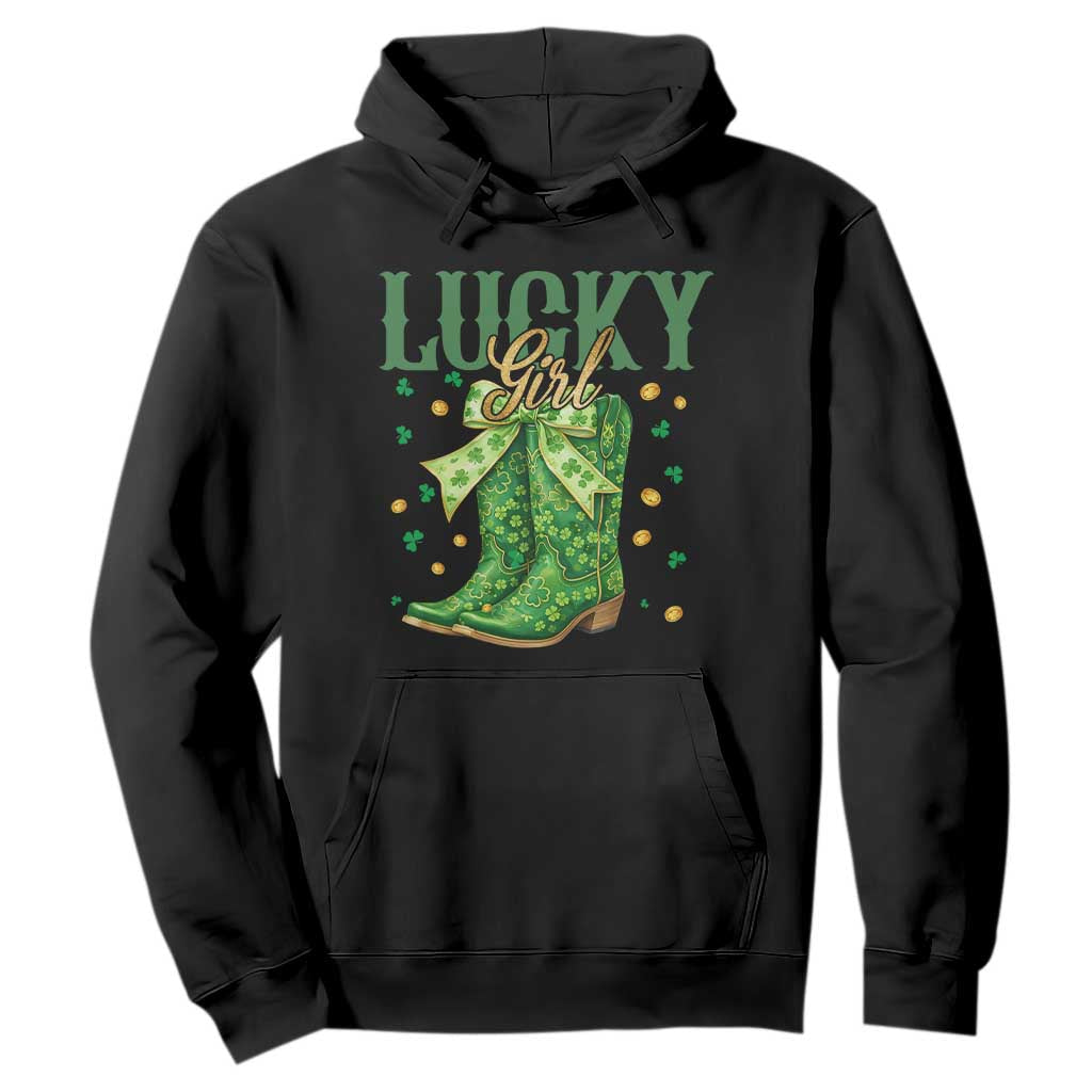 Cowboy St Patrick's Day Hoodie Lucky Girl Boots TS14 Black Print Your Wear